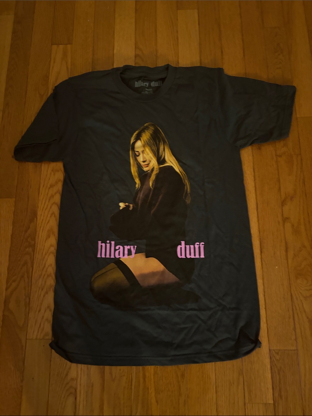 Hilary Duff Graphic Tee - Black with Pink Text